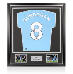 Ilkay Gundogan Back Signed Manchester City 2021-22 Home Shirt In Classic Frame