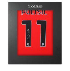 Christian Pulisic Back Autographed AC Milan 2023-24 Home Jersey In Deluxe Packaging