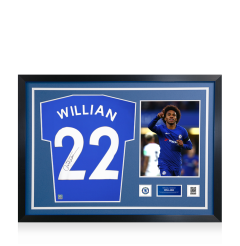 Willian Official Chelsea FC Signed and Framed Chelsea T-Shirt Willian Official Chelsea FC Signed and Framed Chelsea T-Shirt