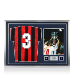 Paolo Maldini Official UEFA Champions League Back Autographed and Hero Framed AC Milan 1994 Home Jersey