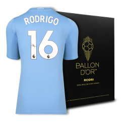 Rodri Official Ballon d'Or™ Back Signed Manchester City 2023-24 Home Shirt: 2024 Winner's Pack Rodri Official Ballon d'Or™ Back Signed Manchester City 2023-24 Home Shirt: 2024 Winner's Pack