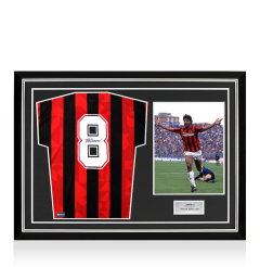 Frank Rijkaard Back Autographed AC Milan 1994 Retro Jersey In Hero Frame: Option 1