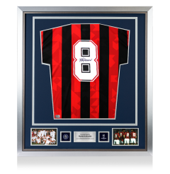Frank Rijkaard Official UEFA Champions League Back Autographed and Framed AC Milan 1994 Retro Jersey