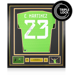 Emiliano Martinez Official 2022 FIFA World Cup™ Autographed and Framed Argentina 2022 Goalkeeper Jersey Emiliano Martinez Official 2022 FIFA World Cup™ Autographed and Framed Argentina 2022 Goalkeeper Jersey