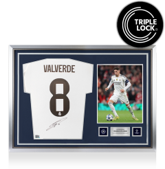 Federico Valverde Official UEFA Champions League Autographed and Hero Framed Real Madrid CF 2025-26 Home Jersey