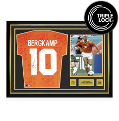 Dennis Bergkamp Official 1994 FIFA World Cup&trade; Back Signed and Hero Framed Netherlands 1994 Home Shirt 