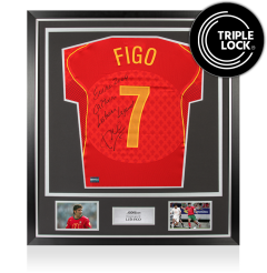 Luis Figo Back Signed Portugal 2004 Reissue Home Shirt: Euro 2004 Captain: Lisbon Legend Inscription In Classic Frame