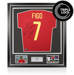 Luis Figo Back Signed Portugal 2026 Home Shirt: 127 Caps, Sele&ccedil;&atilde;o Legend Inscription In Classic Frame