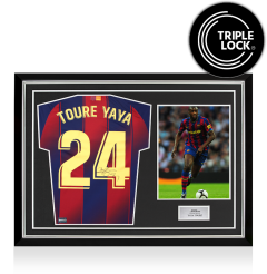 Yaya Toure Back Signed FC Barcelona 2025-26 Home Shirt In Hero Frame: Option 1