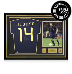 Xabi Alonso Official 2010 FIFA World Cup&trade; Back Signed and Hero Framed Spain 2010 Away Shirt