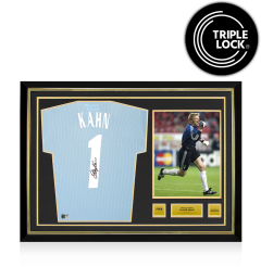 Oliver Kahn Official FIFA World Cup&trade; Back Signed and Hero Framed Germany Anniversary Goalkeeper Shirt