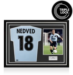 Pavel Nedved Back Signed SS Lazio 1998-00 Home Shirt In Hero Frame: Option 1
