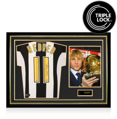 Pavel Nedved Official Ballon d'Or&trade; Back Signed and Hero Framed Juventus 2004-05 Home Shirt