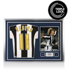 Pavel Nedved Official UEFA Champions League Back Signed and Hero Framed Juventus 2004-05 Home Shirt