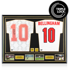 Gary Lineker & Jude Bellingham Official FIFA World Cup&trade; 2026 Signed and Framed England Shirts In Dual Frame