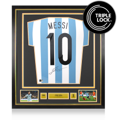 Lionel Messi Official 2014 FIFA World Cup™ Back Signed and Framed Argentina 2014 Home Shirt