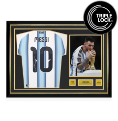 Lionel Messi Official FIFA World Cup™ Autographed and Hero Framed Argentina 2026 Home Jersey Lionel Messi Official FIFA World Cup™ Autographed and Hero Framed Argentina 2026 Home Jersey
