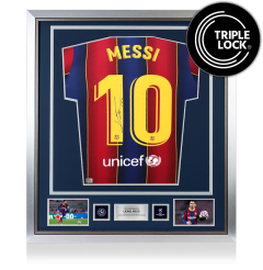 Lionel Messi Official UEFA Champions League Autographed and Framed FC Barcelona 2020-21 Home Jersey Lionel Messi Official UEFA Champions League Autographed and Framed FC Barcelona 2020-21 Home Jersey