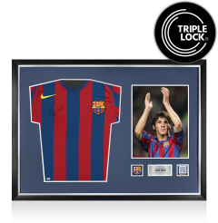 Lionel Messi Official FC Barcelona Front Autographed and Framed Reissued 2005-06 Home Jersey