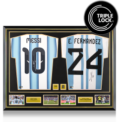 Lionel Messi & Enzo Fernandez Official FIFA World Cup&trade; 2026 Signed and Framed Argentina Shirts In Dual Frame