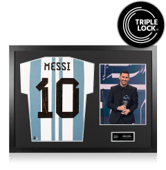 Lionel Messi Official The Best FIFA Football Awards&trade; Back Signed and Framed Argentina 2022-23 Home Shirt: 2022 Winner
