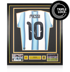 Lionel Messi Official 2026 FIFA World Cup&trade; Back Signed and Framed Argentina 2026 Authentic Home Jersey