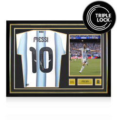 Lionel Messi Official 2026 FIFA World Cup&trade; Back Signed and Hero Framed Argentina 2026 Authentic Home Jersey