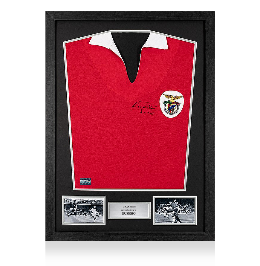 Eusebio Front Signed Retro Benfica Shirt In Classic Frame