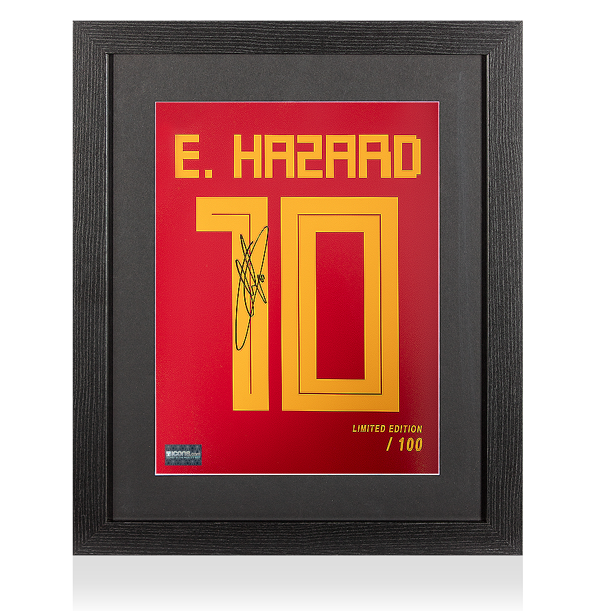 Eden Hazard Signed Belgium Shirt Print In Black Wooden ...