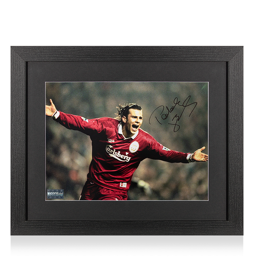 Patrik Berger Signed Liverpool Photo In Black Wooden Frame ...