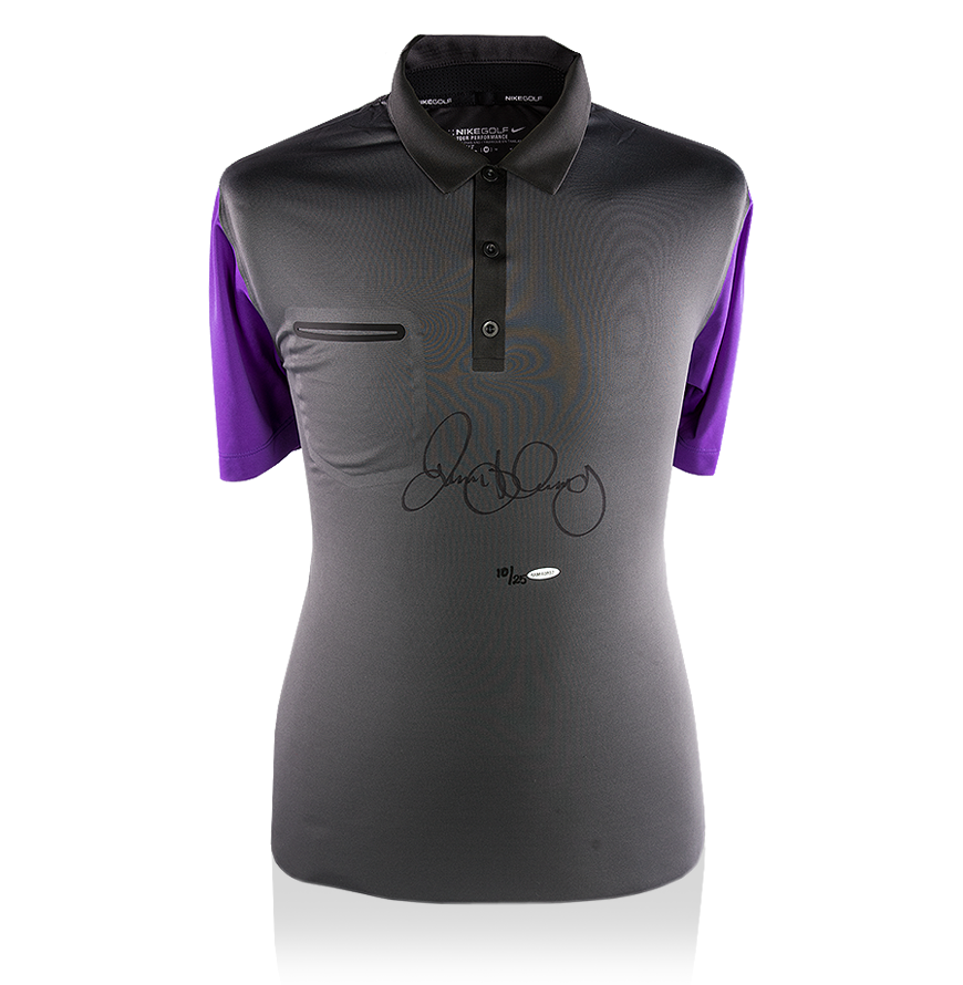 Rory McIlroy Front Signed Purple and Grey Nike Polo Shirt