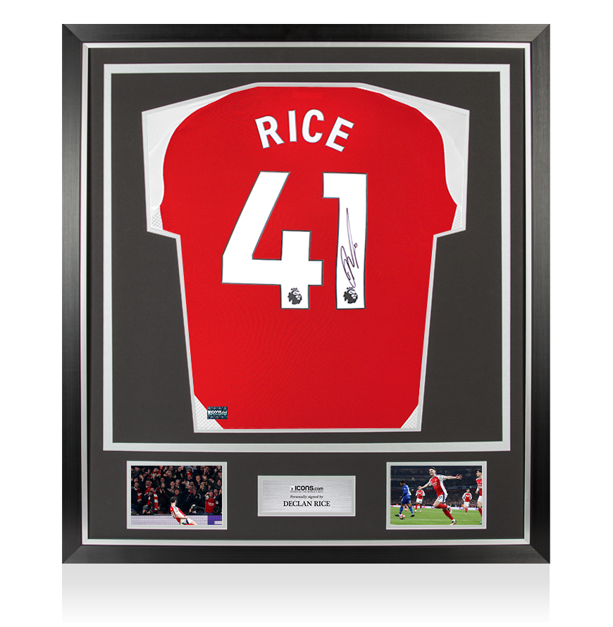 Declan Rice Back Signed Arsenal 2024-25 Home Shirt In Hero Frame: Option 1