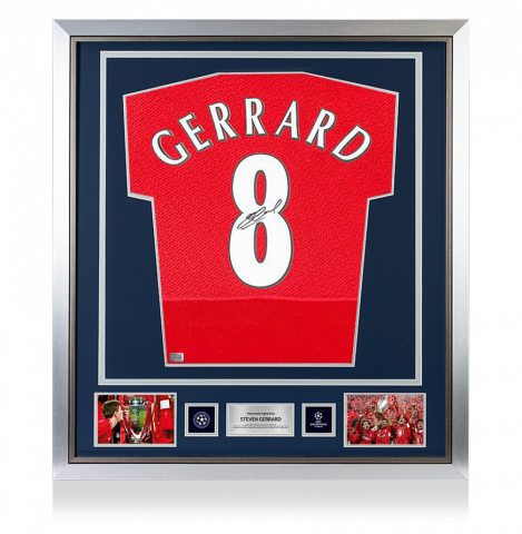 Steven Gerrard Official UEFA Champions League Back Autographed and Framed Liverpool 2005 Home Jersey: UEFA Champions League Final Edition