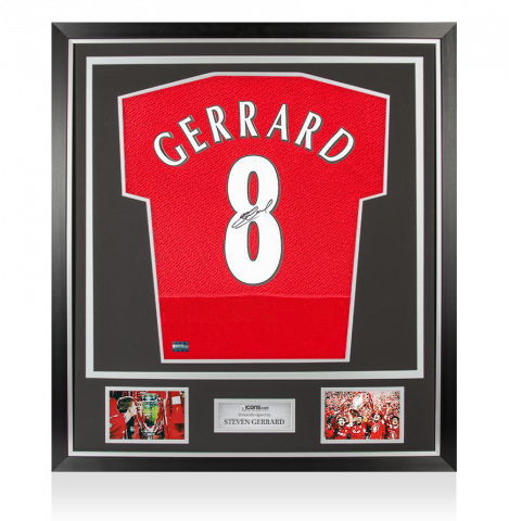 Steven Gerrard Back Autographed Liverpool 2005 Home Jersey In Classic Frame