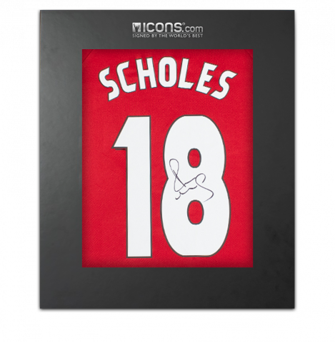 Paul Scholes Back Signed 1999 Manchester United Home Shirt: UCL Edition In Deluxe Packaging