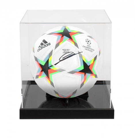 Zinedine Zidane Autographed UEFA Champions League Soccer Ball In Acrylic Case