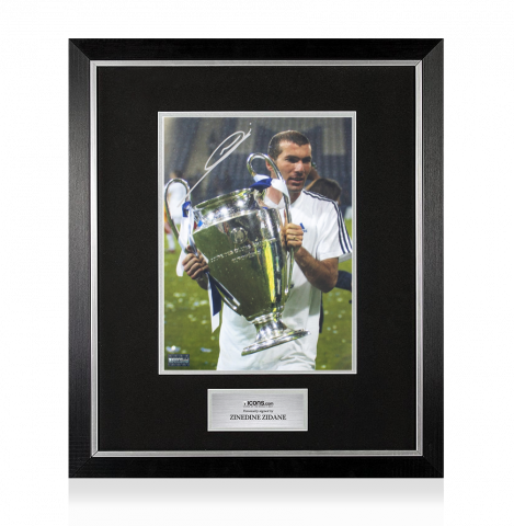 Zinedine Zidane Autographed Real Madrid Photo In Premium Photo Frame: 2002 UEFA Champions League Winner