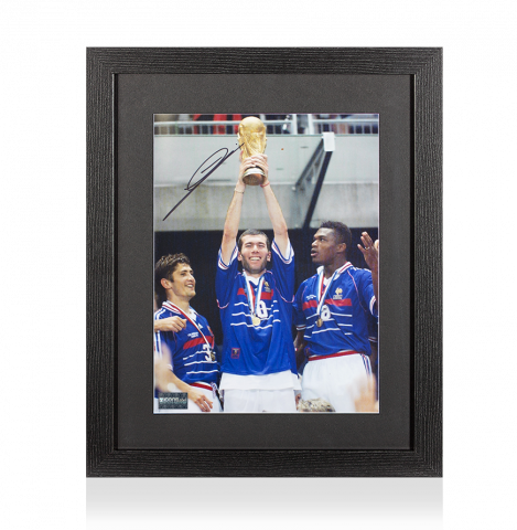 Zinedine Zidane Autographed France Photo In Black Wooden Frame: 1998 World Cup Winner