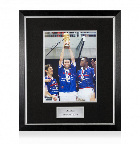 Zinedine Zidane Autographed France Photo In Premium Photo Frame: 1998 World Cup Winner