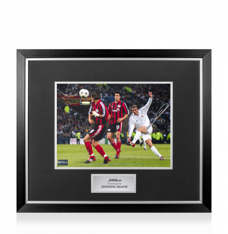 Zinedine Zidane Autographed Real Madrid Photo In Premium Photo Frame: 2002 UEFA Champions League Final Volley