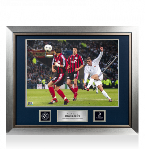Zinedine Zidane Official UEFA Champions League Autographed and Framed Real Madrid Photo: 2002 UEFA Champions League Final Volley