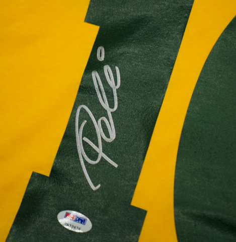 Pele Back Autographed Brazil Retro Home Jersey In Classic Frame