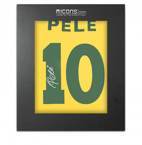 Pele Back Signed Brazil Retro Home Shirt In Deluxe Packaging
