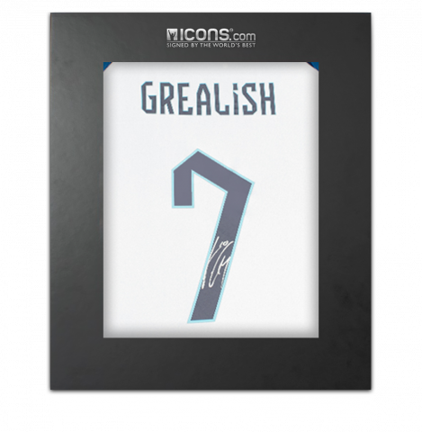 Jack Grealish Back Signed England 2022-23 Home Shirt with Fan Style Numbers In Deluxe Packaging
