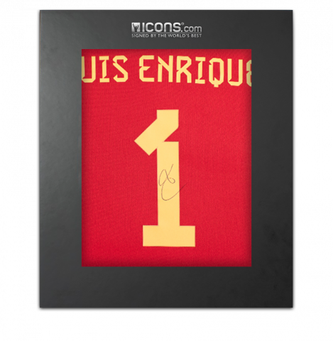 Luis Enrique Back Signed Spain 2022 Home Shirt with Fan Style Numbers In Deluxe Packaging