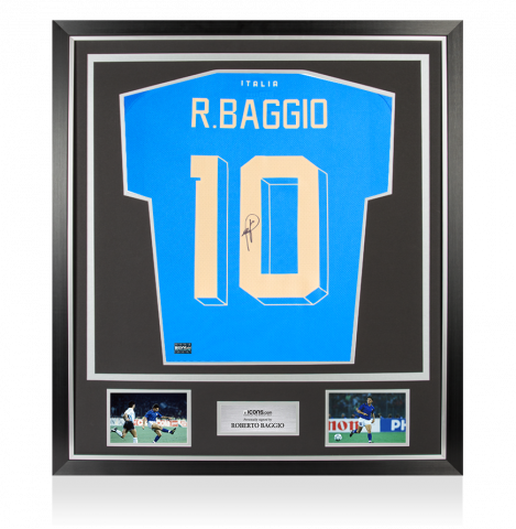 Roberto Baggio Back Autographed Modern Italy Home Jersey In Classic Frame