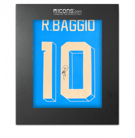 Roberto Baggio Back Signed Modern Italy Home Shirt In Deluxe Packaging