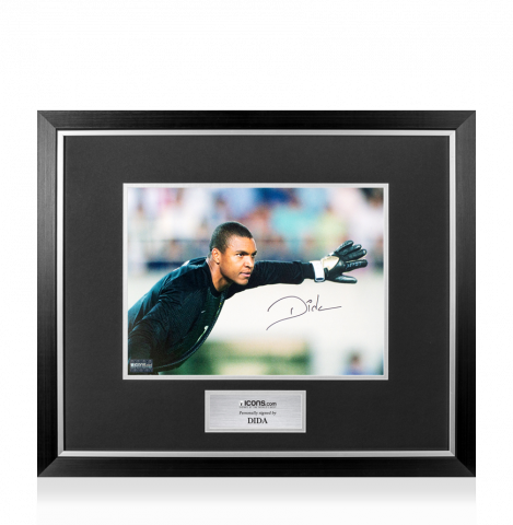 Dida Autographed Brazil Photo In Premium Photo Frame