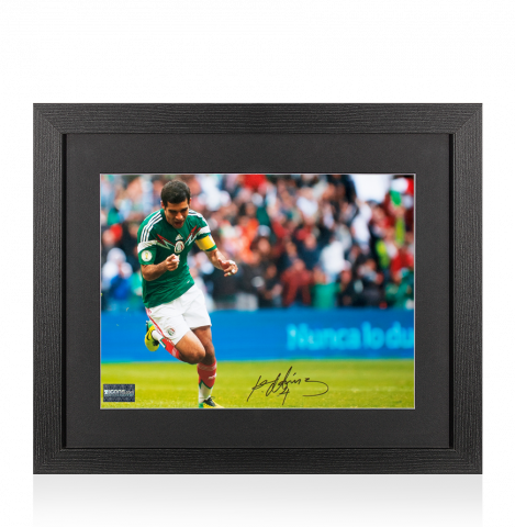 Rafael Marquez Autographed Mexico Photo In Black Wooden Frame: Azteca Goal
