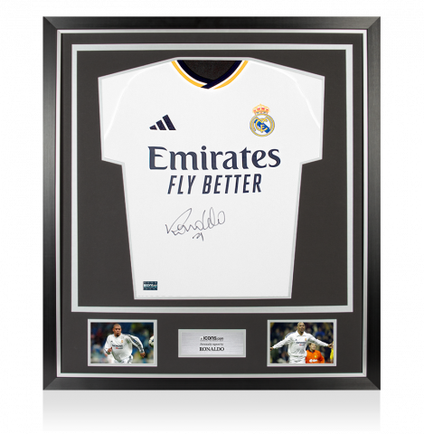 Ronaldo Front Autographed Modern Real Madrid CF Home Jersey In Classic Frame